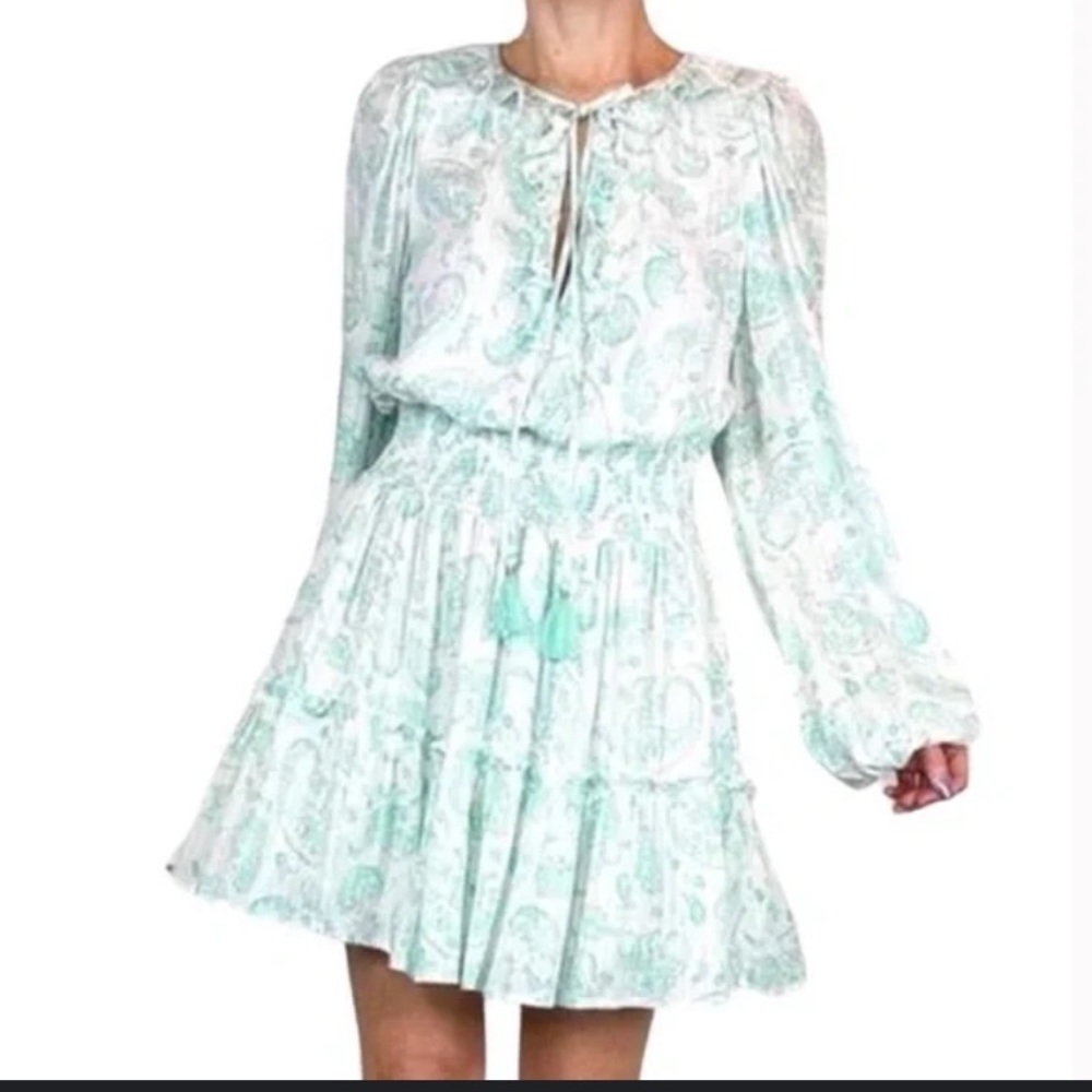 House of Harlow revolve Ajay Blue casual Long Sleeve Dress $160 boho fall